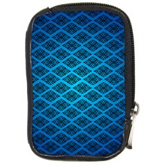 Pattern Texture Geometric Blue Compact Camera Leather Case