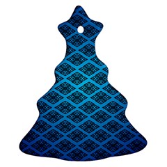 Pattern Texture Geometric Blue Christmas Tree Ornament (two Sides)