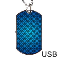 Pattern Texture Geometric Blue Dog Tag Usb Flash (one Side) by Alisyart