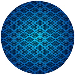 Pattern Texture Geometric Blue Wooden Puzzle Round