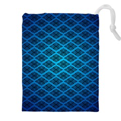 Pattern Texture Geometric Blue Drawstring Pouch (4xl) by Alisyart