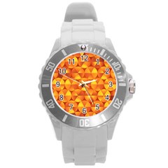 Background Triangle Circle Abstract Round Plastic Sport Watch (l) by HermanTelo