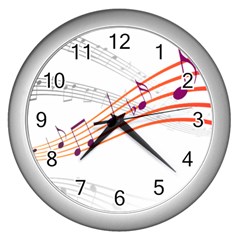 Music Notes Clef Sound Wall Clock (silver) by HermanTelo