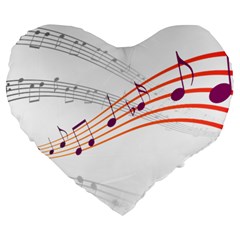 Music Notes Clef Sound Large 19  Premium Flano Heart Shape Cushions by HermanTelo