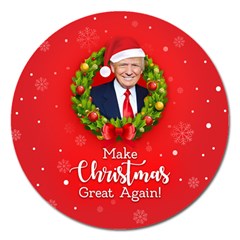 Make Christmas Great Again With Trump Face Maga Magnet 5  (round) by snek