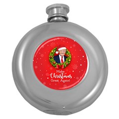 Make Christmas Great Again With Trump Face Maga Round Hip Flask (5 Oz) by snek