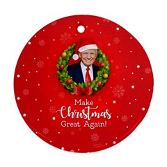 Make Christmas Great Again With Trump Face Maga Round Ornament (two Sides) by snek