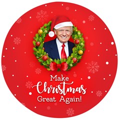 Make Christmas Great Again With Trump Face Maga Wooden Bottle Opener (round) by snek