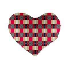 Background Texture Plaid Red Standard 16  Premium Heart Shape Cushions