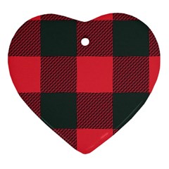 Canadian Lumberjack Red And Black Plaid Canada Ornament (heart) by snek