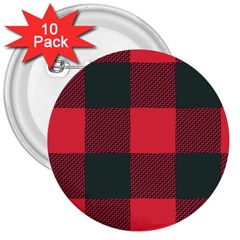 Canadian Lumberjack Red And Black Plaid Canada 3  Buttons (10 Pack)  by snek