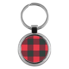 Canadian Lumberjack Red And Black Plaid Canada Key Chain (round) by snek