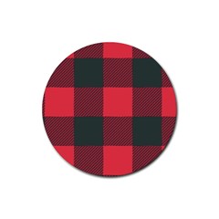 Canadian Lumberjack Red And Black Plaid Canada Rubber Coaster (round)  by snek