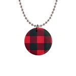 Canadian Lumberjack red and black plaid Canada 1  Button Necklace Front