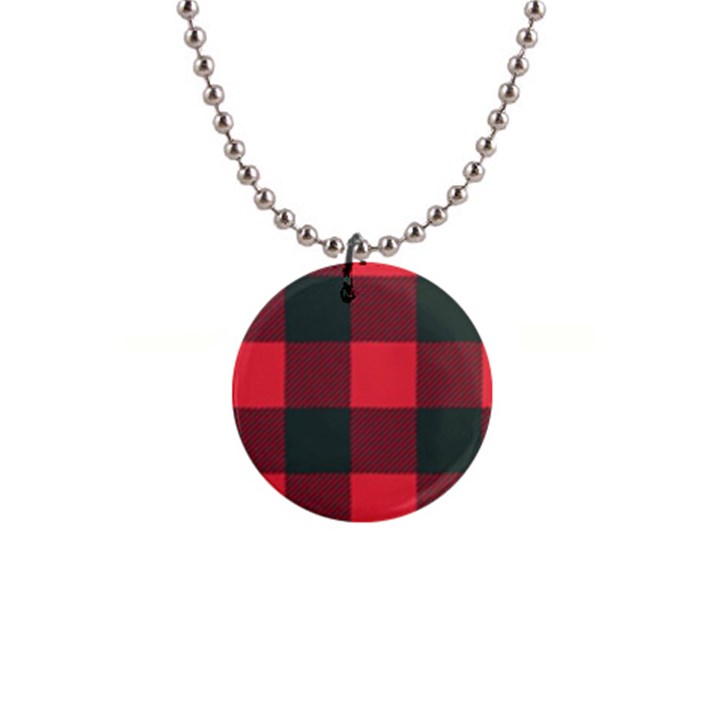 Canadian Lumberjack red and black plaid Canada 1  Button Necklace