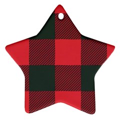 Canadian Lumberjack Red And Black Plaid Canada Star Ornament (two Sides) by snek