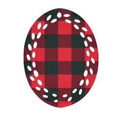 Canadian Lumberjack Red And Black Plaid Canada Ornament (oval Filigree) by snek