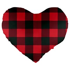 Canadian Lumberjack Red And Black Plaid Canada Large 19  Premium Flano Heart Shape Cushions by snek