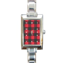 Canadian Lumberjack Red And Black Plaid Canada Rectangle Italian Charm Watch by snek