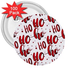 Christmas Watercolor Hohoho Red Handdrawn Holiday Organic And Naive Pattern 3  Buttons (100 Pack)  by genx