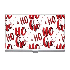 Christmas Watercolor Hohoho Red Handdrawn Holiday Organic And Naive Pattern Business Card Holder