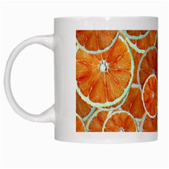 Oranges Background Texture Pattern White Mugs