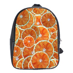 Oranges Background Texture Pattern School Bag (xl)