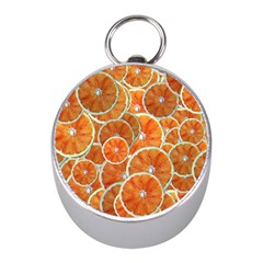 Oranges Background Texture Pattern Mini Silver Compasses by HermanTelo