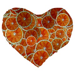 Oranges Background Texture Pattern Large 19  Premium Flano Heart Shape Cushions
