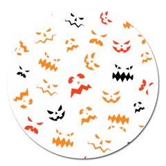 Pumpkin Faces Pattern Magnet 5  (round) by Sobalvarro