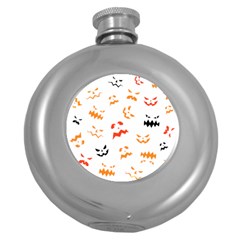 Pumpkin Faces Pattern Round Hip Flask (5 Oz) by Sobalvarro