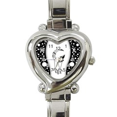 Wonderful Moon With Black Wolf Heart Italian Charm Watch by FantasyWorld7