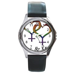 Mrs. and Mrs. Round Metal Watch