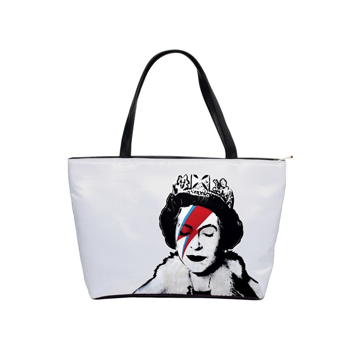 Banksy graffiti UK England God Save the Queen Elisabeth with David Bowie rockband face makeup Ziggy Stardust Classic Shoulder Handbag