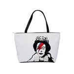 Banksy graffiti UK England God Save the Queen Elisabeth with David Bowie rockband face makeup Ziggy Stardust Classic Shoulder Handbag Back