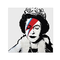 Banksy Graffiti Uk England God Save The Queen Elisabeth With David Bowie Rockband Face Makeup Ziggy Stardust Small Satin Scarf (square) by snek