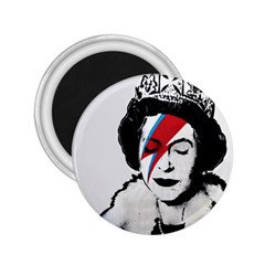 Banksy Graffiti Uk England God Save The Queen Elisabeth With David Bowie Rockband Face Makeup Ziggy Stardust 2 25  Magnets by snek