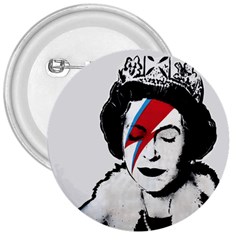 Banksy Graffiti Uk England God Save The Queen Elisabeth With David Bowie Rockband Face Makeup Ziggy Stardust 3  Buttons by snek