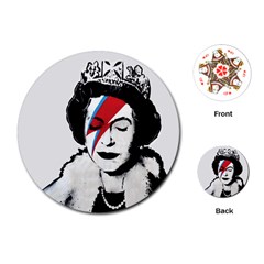 Banksy Graffiti Uk England God Save The Queen Elisabeth With David Bowie Rockband Face Makeup Ziggy Stardust Playing Cards Single Design (round) by snek