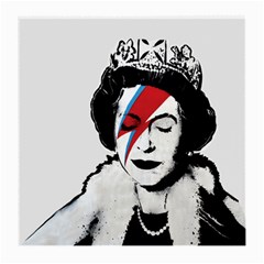 Banksy Graffiti Uk England God Save The Queen Elisabeth With David Bowie Rockband Face Makeup Ziggy Stardust Medium Glasses Cloth (2 Sides) by snek