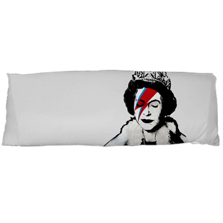 Banksy graffiti UK England God Save the Queen Elisabeth with David Bowie rockband face makeup Ziggy Stardust Body Pillow Case (Dakimakura)