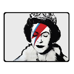 Banksy Graffiti Uk England God Save The Queen Elisabeth With David Bowie Rockband Face Makeup Ziggy Stardust Double Sided Fleece Blanket (small)  by snek