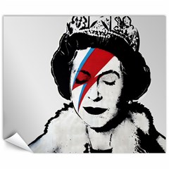 Banksy Graffiti Uk England God Save The Queen Elisabeth With David Bowie Rockband Face Makeup Ziggy Stardust Canvas 8  X 10  by snek