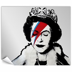 Banksy Graffiti Uk England God Save The Queen Elisabeth With David Bowie Rockband Face Makeup Ziggy Stardust Canvas 20  X 24  by snek