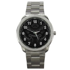 Black topography Sport Metal Watch