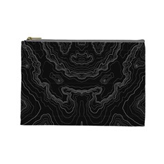 Black topography Cosmetic Bag (Large)