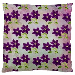 Purple Flower Large Flano Cushion Case (one Side)