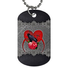 Wonderful Crow On A Heart Dog Tag (One Side)