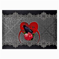 Wonderful Crow On A Heart Large Glasses Cloth (2 Sides)