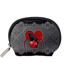 Wonderful Crow On A Heart Accessory Pouch (Small)